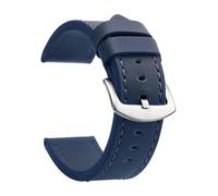 ZacLAy Correa De Reloj De 18Mm, 20Mm, 22Mm Y 24Mm, Correa De Reloj Deportiva De Cuero Vintage, Hebilla De Acero Inoxidable, Plateado azul, 18mm