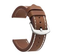 ZacLAy Correa De Reloj De 18Mm, 20Mm, 22Mm Y 24Mm, Correa De Reloj Deportiva De Cuero Vintage, Hebilla De Acero Inoxidable, Plateado blanco marrón, 18mm