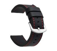 ZacLAy Correa De Reloj De 18Mm, 20Mm, 22Mm Y 24Mm, Correa De Reloj Deportiva De Cuero Vintage, Hebilla De Acero Inoxidable, Plateado rojo negro, 24mm