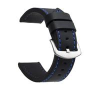 ZacLAy Correa De Reloj De 18Mm, 20Mm, 22Mm Y 24Mm, Correa De Reloj Deportiva De Cuero Vintage, Hebilla De Acero Inoxidable, Plata azul negro, 24mm