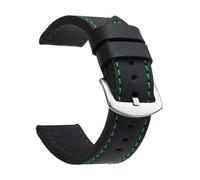 ZacLAy Correa De Reloj De 18Mm, 20Mm, 22Mm Y 24Mm, Correa De Reloj Deportiva De Cuero Vintage, Hebilla De Acero Inoxidable, Plateado verde negro, 20mm