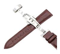 ZacLAy Correas de Reloj de Cuero 18mm 20mm 22mm 24mm Reloj Universal Hebilla de Mariposa Hebilla de Banda de Acero Pulsera Brazalete, Marrón, 16mm