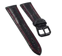 ZacLAy Correas de Reloj de Cuero 18mm 20mm 22mm Reloj Hebilla de Acero Correa de Muñeca Correa de Reloj Pulsera, Rojo negro-bk, 24mm