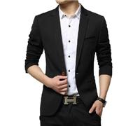 ZACOLLAN Men Suit Jacket Casual Fashion Handsome Blazer Business Work Classic Suits Banquet Prom Trend Long Sleeved MenSuits F-Black 3XL