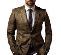 ZACOLLAN Men Suit Men Slim Fit Lightweight Comfortable Blazer Men Casual Business Checkered Suit Jacket Men Fashion Urban Temperament Longsleeve Suit A-01 M