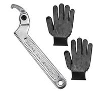 ZACUDA Llave de Precarga para Amortiguador, Llave de Gancho Ajustable de 19 a 51 mm y 1 Par de Guantes Antideslizantes Llave de Amortiguador para Moto Herramientas para Reparación de Moto