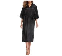 ZACUNXY Bata Mujer,para Mujer Bata Bata Larga de satén de Seda for Mujer, for Boda, Novia, Dama de Honor, Kimono, Bata de baño Femenina, Bata de baño Sexy de Talla Grande for Mujer(Black,4XL)