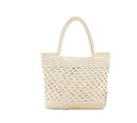 ZACUNXY Bolsos De Paja,Bolso Paja Mujer Bolso de Playa para niñas de Verano Cuerda de Paja Hueco out Mano Totes Tejidos Bolsa Mujeres Hollow Hollow Handbag(Beige)