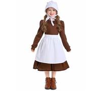 ZACUNXY Disfraz Medieval, Medieval Dress Vestido de sirvienta Halloween, disfraz vintage niña pobre, granja(LARGE-(140-150)_OTHER)