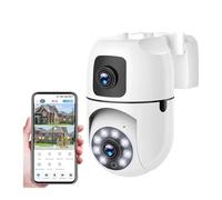 ZADCCS Cámara IP, Cámara WiFi de Doble Lente 4 MP, cámara vigilancia Pantalla con Zoom 8X for Interiores, Impermeable, Seguimiento automático, cámaras Seguridad inalámbricas(Camera Add 128G)