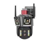 ZADCCS Cámaras de Seguridad, Cámara IP 8K 16MP PTZ Cuatro Lentes con Tres Pantallas Zoom 10x CCTV al Aire Libre 4K 8MP cámara de vigilancia Seguridad vídeo inalámbrica(16MP Add 128G Card)