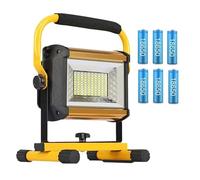 ZADCCS Foco para Exteriores, Reflector LED Impermeable de 100W for Exteriores, proyector Externo, Reflector RGB Recargable con batería de 6x18650 para Garaje y Patio(100W with Battery)