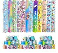 ZADEICK 36 Piezas Pulseras de Bofetadas, Slap Pulseras de Juguete para Niños, Unicornio/Dinosaurio/Cumpleaños/Sirenas Bandas de Bofetadas Espaciales Regalo de Fiesta de Cumpleaños para Niños y Niñas