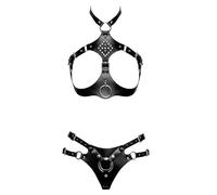 Zado Juego de arnés de cuero negro, talla única