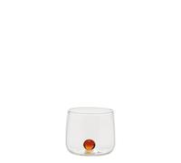 Zafferano Bilia Junior - Vaso transparente con mango de bola amarilla, capacidad de 100 ml, juego de 6