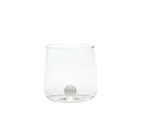 Zafferano Bilia - Vaso Tumbler de Vidrio Transparente Hecho a Mano, Decorado con una Bola de Vidrio de Color en el Interior, cl 44 h 90mm d 88mm, Juego de 6 Piezas - Blanco