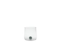 Zafferano Bilia - Vasos de cristal de borosilicato hechos a mano, adornados con bola de cristal de colores en el interior, cl 44 h 90 mm d 88 mm, juego de 6 unidades (gris)