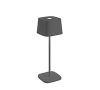 Zafferano, Lámpara Ofelia, Lámpara de Mesa Recargable e Inalámbrica con Control Táctil, También Adecuada como Lámpara de Exterior, Atenuador, 2700-3000 K, Altura 29 cm, Color Gris Oscuro