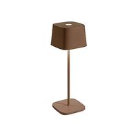 Zafferano, Lámpara Ofelia, Lámpara de Mesa Recargable e Inalámbrica con Control Táctil, También Adecuada como Lámpara de Exterior, Atenuador, 2700-3000 K, Altura 29 cm, Color Corten