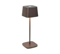Zafferano, Lámpara Ofelia, Lámpara de Mesa Recargable e Inalámbrica con Control Táctil, También Adecuada como Lámpara de Exterior, Atenuador, 2200-3000 K, Altura 29 cm, Color Corten