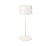 Zafferano, Lámpara Ofelia, Lámpara de Mesa Recargable e Inalámbrica con Control Táctil, También Adecuada como Lámpara de Exterior, Atenuador, 2200-3000 K, Altura 29 cm, Color Blanco