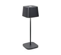 Zafferano, Lámpara Ofelia, Lámpara de Mesa Recargable e Inalámbrica con Control Táctil, También Adecuada como Lámpara de Exterior, Atenuador, 2200-3000 K, Altura 29 cm, Color Gris Oscuro