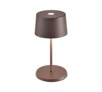 Zafferano, Lámpara Olivia Mini, Lámpara de Mesa Portátil y Recargable con Control Táctil, Adecuada para Interior y Exterior, Atenuador, 2200-3000 K, Altura 22 cm, Color Corten