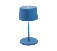 Zafferano, Lámpara Olivia Mini, Lámpara de Mesa Portátil y Recargable con Control Táctil, Adecuada para Interior y Exterior, Atenuador, 2200-3000 K, Altura 22 cm, Color Azul Capri