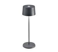 Zafferano, Lámpara Olivia Pro, Lámpara de Mesa Portátil y Recargable con Control Táctil, Adecuada para Interior y Exterior, Atenuador, 2200-3000 K, Altura 35 cm, Color Gris Oscuro