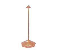 Zafferano, Lámpara Pina con Hoja Color Cobre, Lámpara de Mesa Recargable e Inalámbrica con Control Táctil, Adecuada como Lámpara de Interior, Atenuador, 2200-3000 K, Altura 29 cm