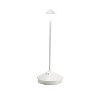 Zafferano, Lámpara Pina, Lámpara de Mesa Recargable e Inalámbrica con Control Táctil, Adecuada como Lámpara de Exterior, Atenuador, 2200-3000 K, Altura 29 cm, Color Blanco