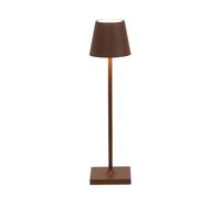 Zafferano, Lámpara Poldina Micro, Lámpara de Mesa Recargable e Inalámbrica con Control Táctil, Adecuada para Interior y Exterior, Atenuador, 2200-3000 K, Altura 27,5 cm, Color Corten