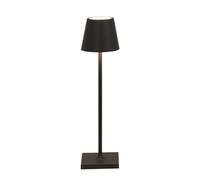 Zafferano, Lámpara Poldina Micro, Lámpara de Mesa Recargable e Inalámbrica con Control Táctil, Adecuada para Interior y Exterior, Atenuador, 2200-3000 K, Altura 27,5 cm, Color Negro