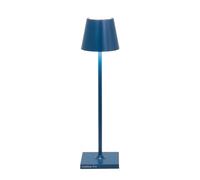 Zafferano, Lámpara Poldina Micro, Lámpara de Mesa Recargable e Inalámbrica con Control Táctil, Adecuada para Interior y Exterior, Atenuador, 2200-3000 K, Altura 27,5 cm, Color Azul Capri