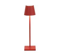 Zafferano, Lámpara Poldina Micro, Lámpara de Mesa Recargable e Inalámbrica con Control Táctil, Adecuada para Interior y Exterior, Atenuador, 2200-3000 K, Altura 27,5 cm, Color Rojo