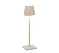 Zafferano, Lámpara Poldina Micro, Lámpara de Mesa Recargable e Inalámbrica con Control Táctil, Adecuada para Interior y Exterior, Atenuador, 2200-3000 K, Altura 27,5 cm, Color Arena