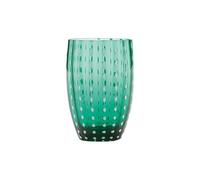 Zafferano Perle - Vaso Tumbler Hecho a Mano de Vidrio de Color Transparente, cl 32 h 109mm d 71mm, Juego de 6 Piezas - Verde