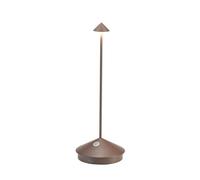 Zafferano, Pina, Lámpara de Mesa Recargable e Inalámbrica con Control Táctil, Adecuada como Lámpara de Exterior, Atenuador, 2200-3000 K, Altura 29 cm, Color Corten