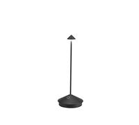 Zafferano, Pina, Lámpara de Mesa Recargable e Inalámbrica con Control Táctil, Adecuada como Lámpara de Exterior, Atenuador, 2200-3000 K, Altura 29 cm, Color Negro