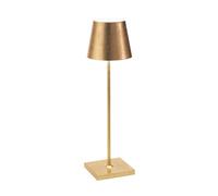 Zafferano, Poldina Pro con Hoja Color Oro, Lámpara de Mesa Recargable e Inalámbrica con Control Táctil, Adecuada como Lámpara de Interior, Atenuador, 2200-3000 K, Altura 38 cm