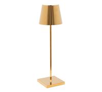 Zafferano Poldina Pro Lámpara de Mesa LED Inalámbrica Recargable - Lámpara Táctil Regulable con Acabado Galvánico - Temp. Luz 2700 - 3000K - Aluminio H38 (Oro Brillante)