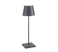 Zafferano, Poldina Pro, Lámpara de Mesa Recargable e Inalámbrica con Control Táctil, Adecuada como Lámpara de Exterior, Atenuador, 2200-3000 K, Altura 38 cm, Color Gris Oscuro