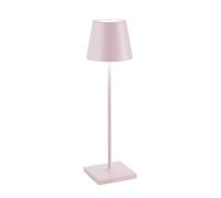Zafferano, Poldina Pro, Lámpara de Mesa Recargable e Inalámbrica con Control Táctil, También Adecuada como Lámpara de Exterior, Atenuador, 2200-3000 K, Altura 38 cm, Color Rosa