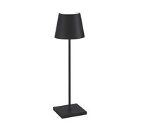 Zafferano, Poldina Pro, Lámpara de Mesa Recargable e Inalámbrica con Control Táctil, También Adecuada como Lámpara de Exterior, Atenuador, 2200-3000 K, Altura 38 cm, Color Negro