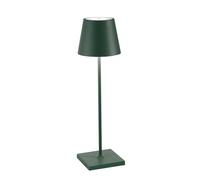 Zafferano, Poldina Pro, Lámpara de Mesa Recargable e Inalámbrica con Control Táctil, También Adecuada como Lámpara de Exterior, Atenuador, 2200-3000 K, Altura 38 cm, Color Verde Oscuro