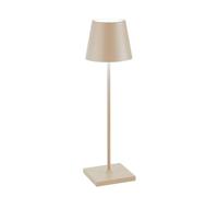 Zafferano, Poldina Pro, Lámpara de Mesa Recargable e Inalámbrica con Control Táctil, También Adecuada como Lámpara de Exterior, Atenuador, 2200-3000 K, Altura 38 cm, Color Arena