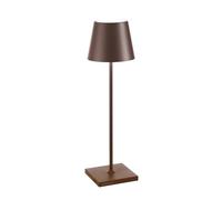 Zafferano, Poldina Pro, Lámpara de Mesa Recargable e Inalámbrica con Control Táctil, También Adecuada como Lámpara de Exterior, Atenuador, 2200-3000 K, Altura 38 cm, Color Corten