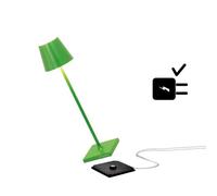 Zafferano Poldina Pro Micro - Lámpara LED Inalámbrica Recargable, Temperatura color 2200-2700-3000K, IP65 Uso Interior/Exterior, Aluminio H 27.5cm con Multicargador USB (EU/UK/US) - Verde Manzana