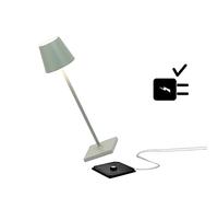 Zafferano Poldina Pro Micro - Lámpara LED Inalámbrica Recargable, Temperatura color 2200-2700-3000K, IP65 Uso Interior/Exterior, Aluminio H 27.5cm con Multicargador USB (EU/UK/US) - Verde Salvia