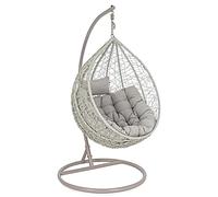 Zaffiro - Sillón colgante de metal y Hularo con cojín suave, gris, carga máxima 150 kg